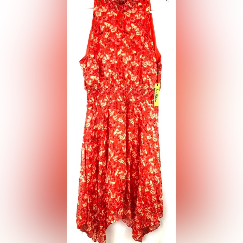 Sam Edelman Women's Sleeveless Smocked Midi Handkerchief Dress, Size 14